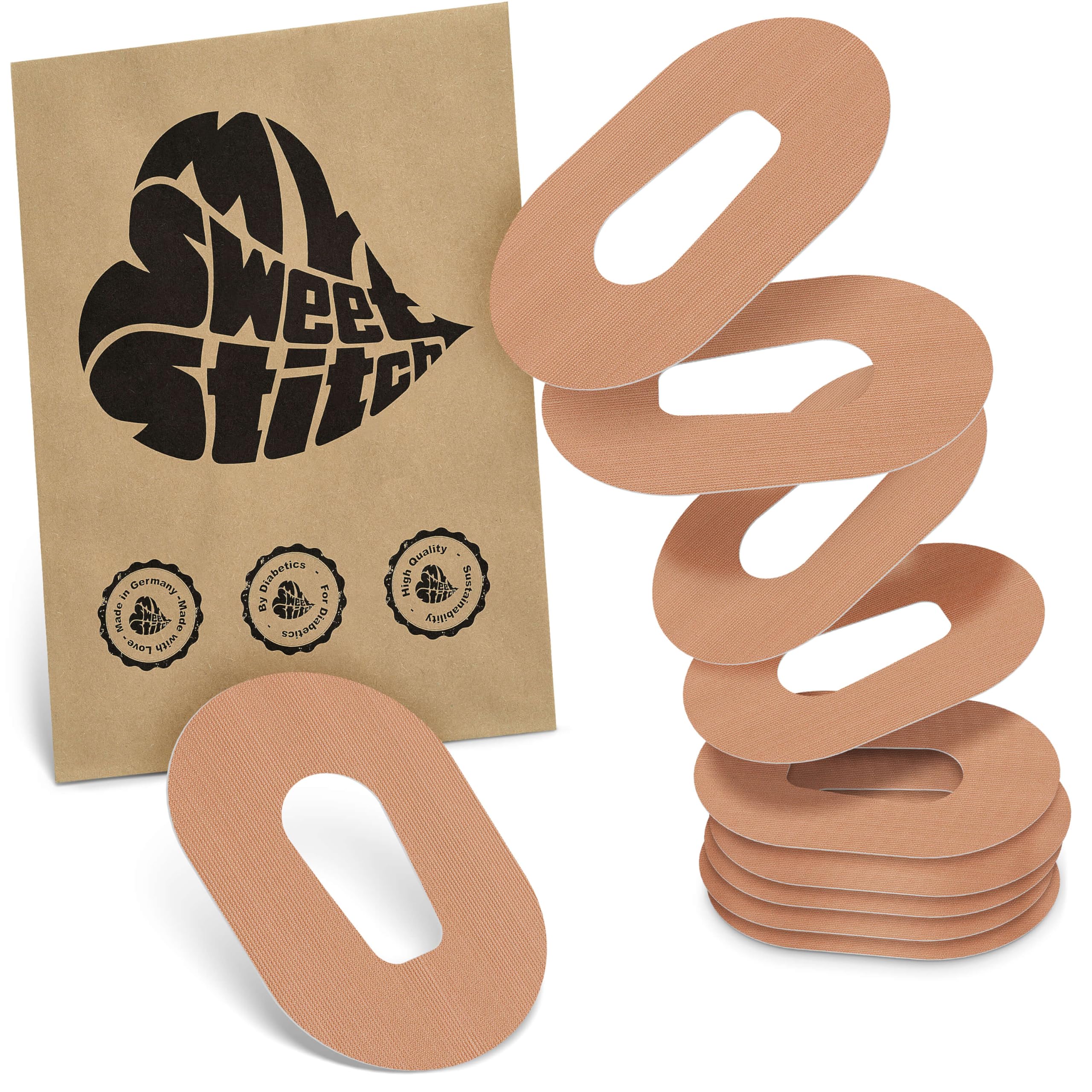 MySweetStitch - 10 x Dexcom G6 Patches, Overpatch Ø 70 x 55mm, Waterproof, Breathable, Skin-Friendly, Made in Germany, Beige — image 1