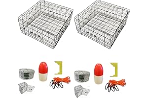 2-Pack of KUFA Vinyl Coated Crab Trap & Accessory kit (100' Non-Lead Sinking line,Clipper,Harness,Bait Bag & 14" Float) (S60+