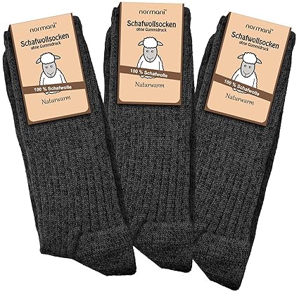normani 6 Paar Schafwollsocken 100% Wolle Norwegersocken Gr. 35-50