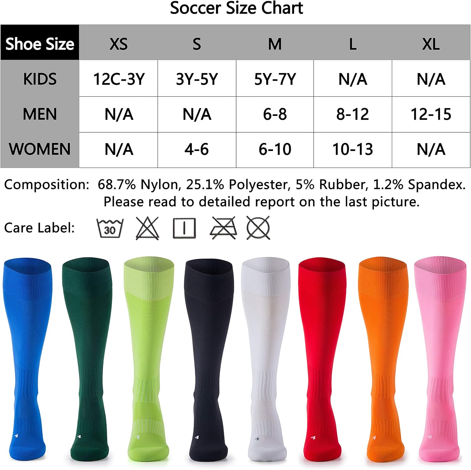 CelerSport 2 Pack / 3 Pack Soccer Socks for Youth Kids Adult Over-The-Calf Socks with Cushion: Clothing