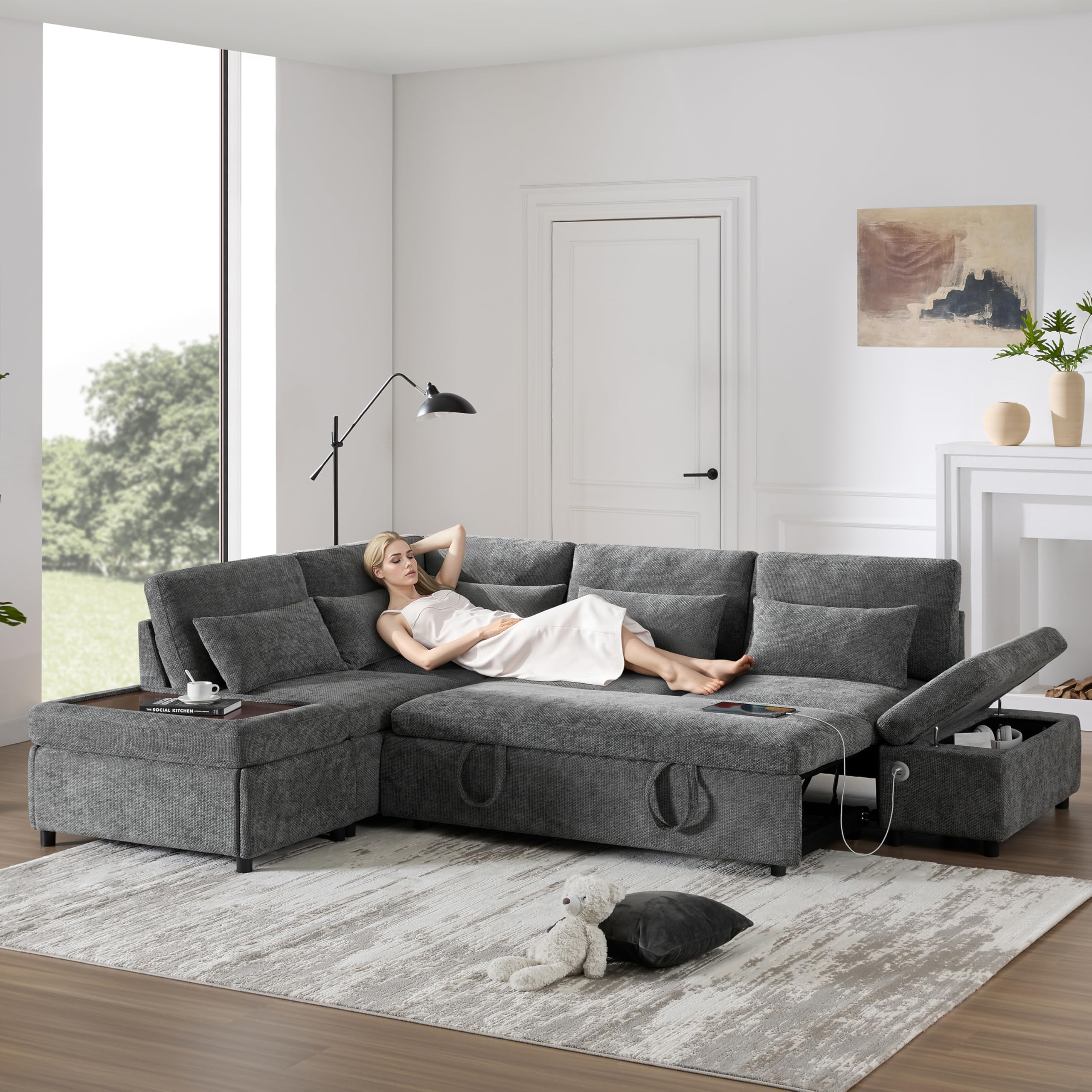Ball & Cast Modular Convertible L-Shaped Sectional Sleeper Sofa Bed ...