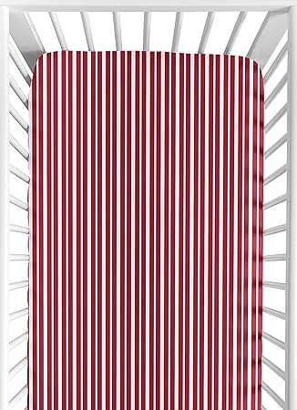 Amazon Com Vintage Aviator Fitted Crib Sheet For Baby And Toddler Bedding Sets By Sweet Jojo Designs Red Stripe Print Baby