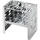 Captain Stag UG-43 3-in-1 Barbecue Stove, Bonfire Stand, Foldable, Kamado Grill, Smart Grill, B6 Type, Bag Included, 3 Adjustable Levels, Silver, For 1 Person