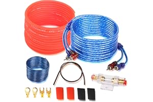 XMSJSIY Car Audio Wiring Kit - 1500W Amplifier Cable Kit with Fuse for Truck, Motorcycle & Car Stereo Subwoofer Installation