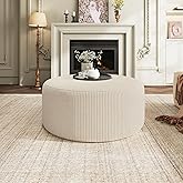 Christopher Knight Home GAVI 30" Ottoman Foot Stool, Corduroy Pouf Footstool Ottoman Seat, Upholstered Foot Chair, Round Foot