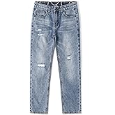 KIDSCOOL SPACE Girl Slim Jeans,5-14T Straight Fit Simple Desgin Denim Pants