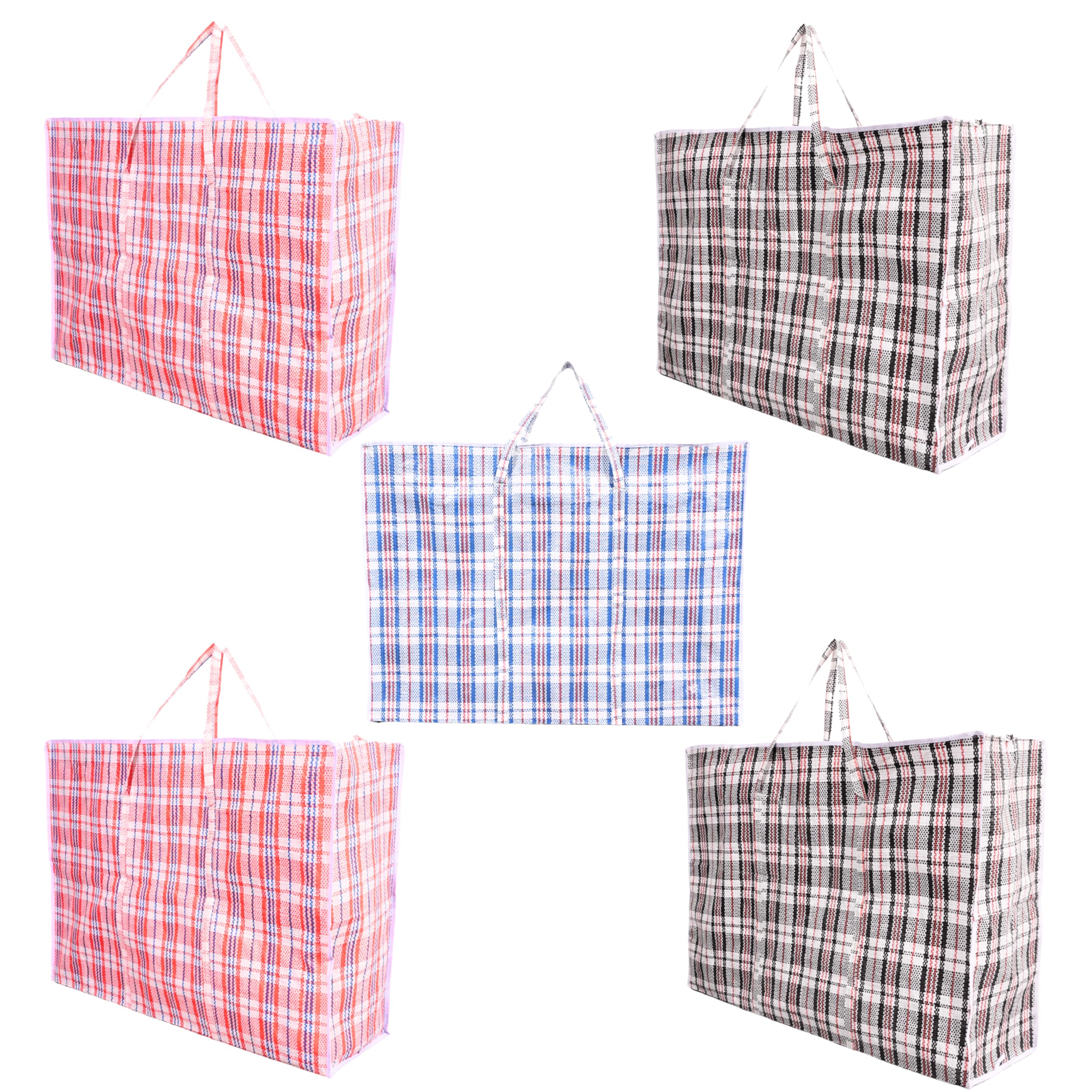 Heavy Duty Reusable Clothes Storage | Assorted Colours Storage Bags for Moving, Clothes & Travel | Extra Large Jumbo Laundry Bags with Zips | Reusable Clothes Organiser (Basic Jumbo Size, 5, count)