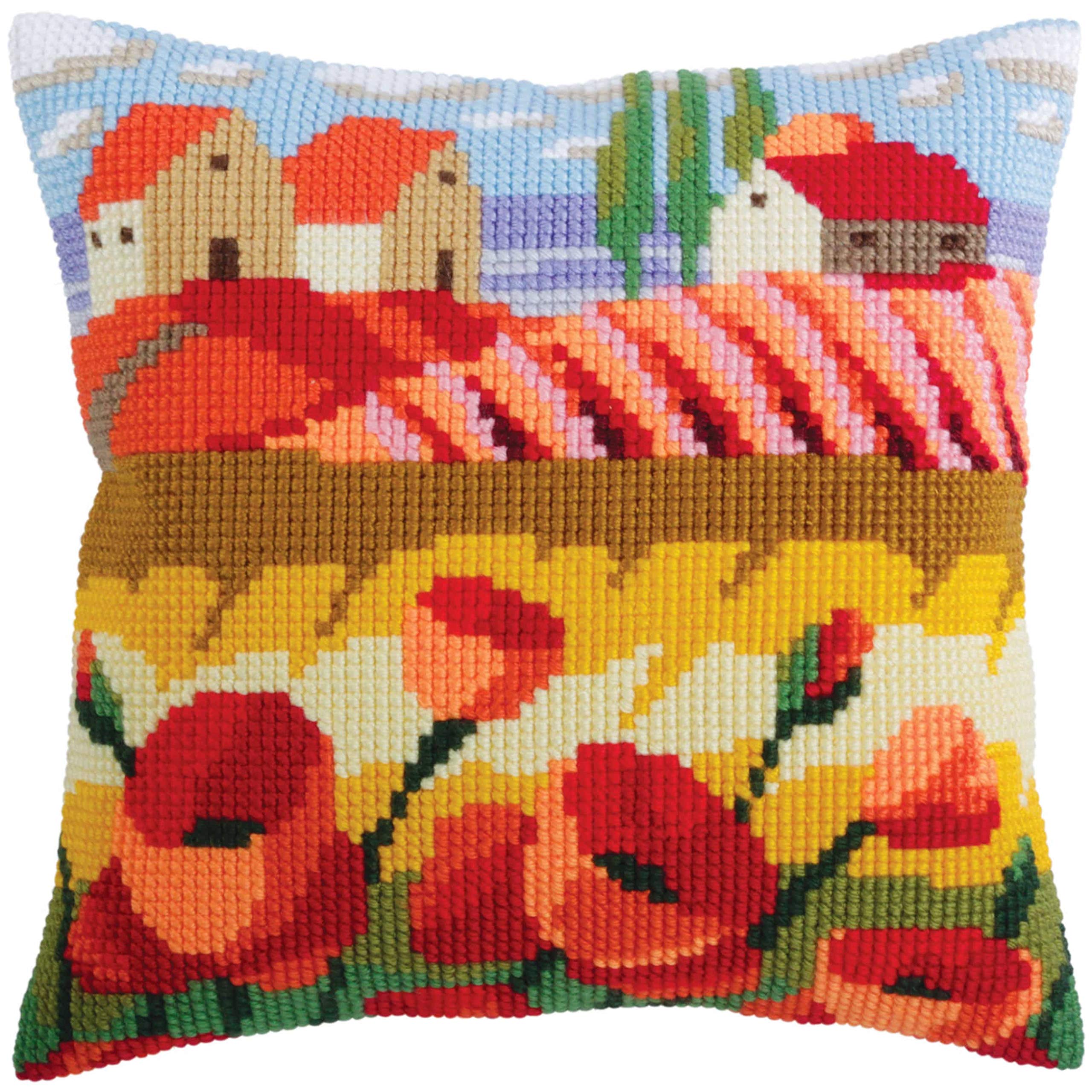 Collection d'Art Cross Stitch Kit: Cushion: Poppy Field, Multi, 40 x 40cm