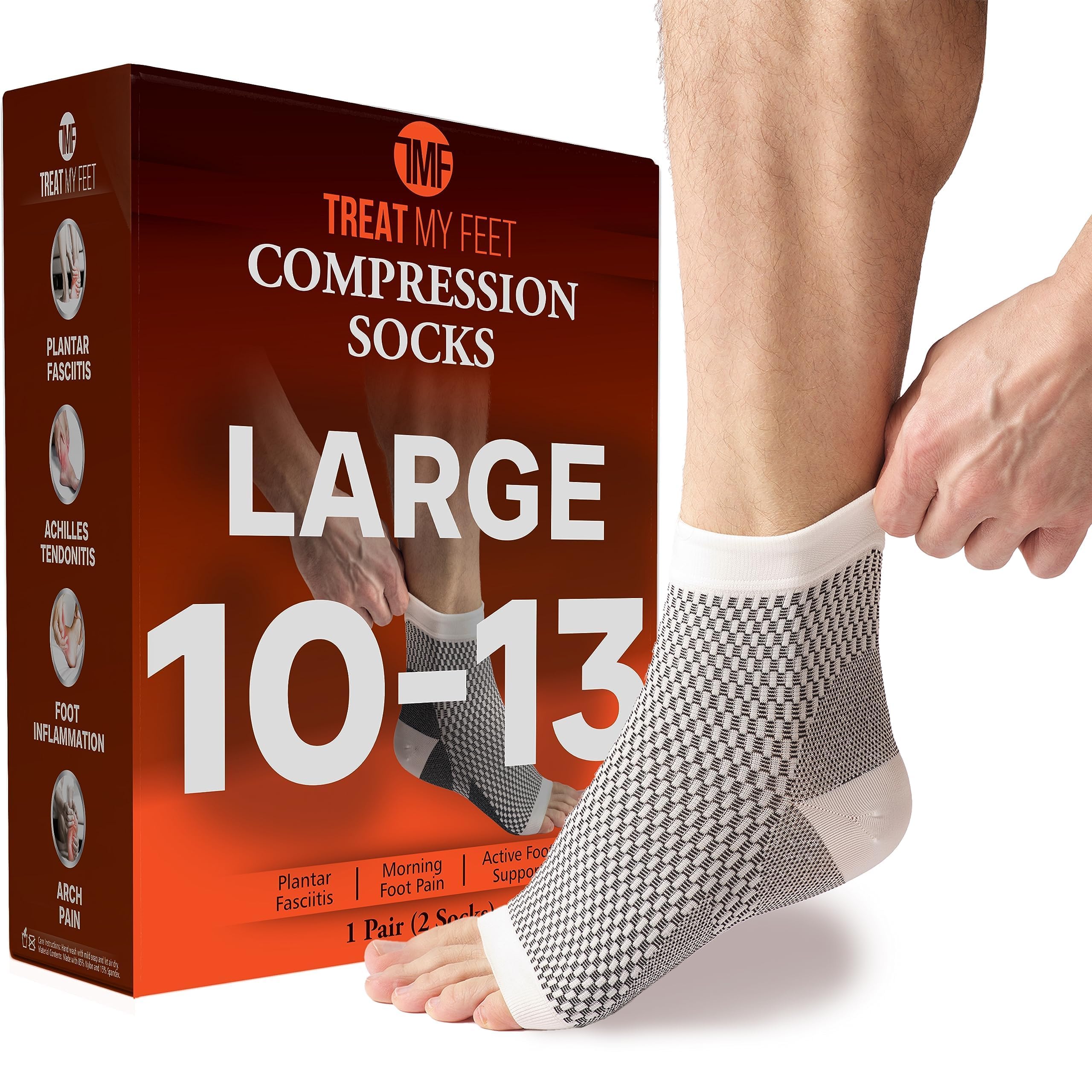 Plantar Fasciitis Sock & Compression Foot Sleeve: FDA-Registered Stocking for Heel, Ankle, Arch Support (Pair) - Edema Relief Orthopedic Socks for Men & Women - Great Fit Guaranteed by Treat My Feet