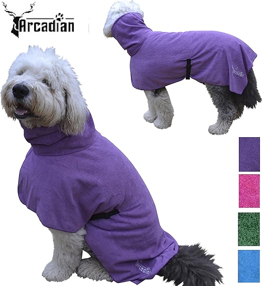 Arcadian Dog Bathrobes. Perfect Microfibre Towelling Robe for Drying