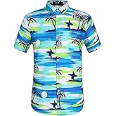SSLR Mens Short Sleeve Button Down Shirts Casual Summer Hawaiian Shirts for Men