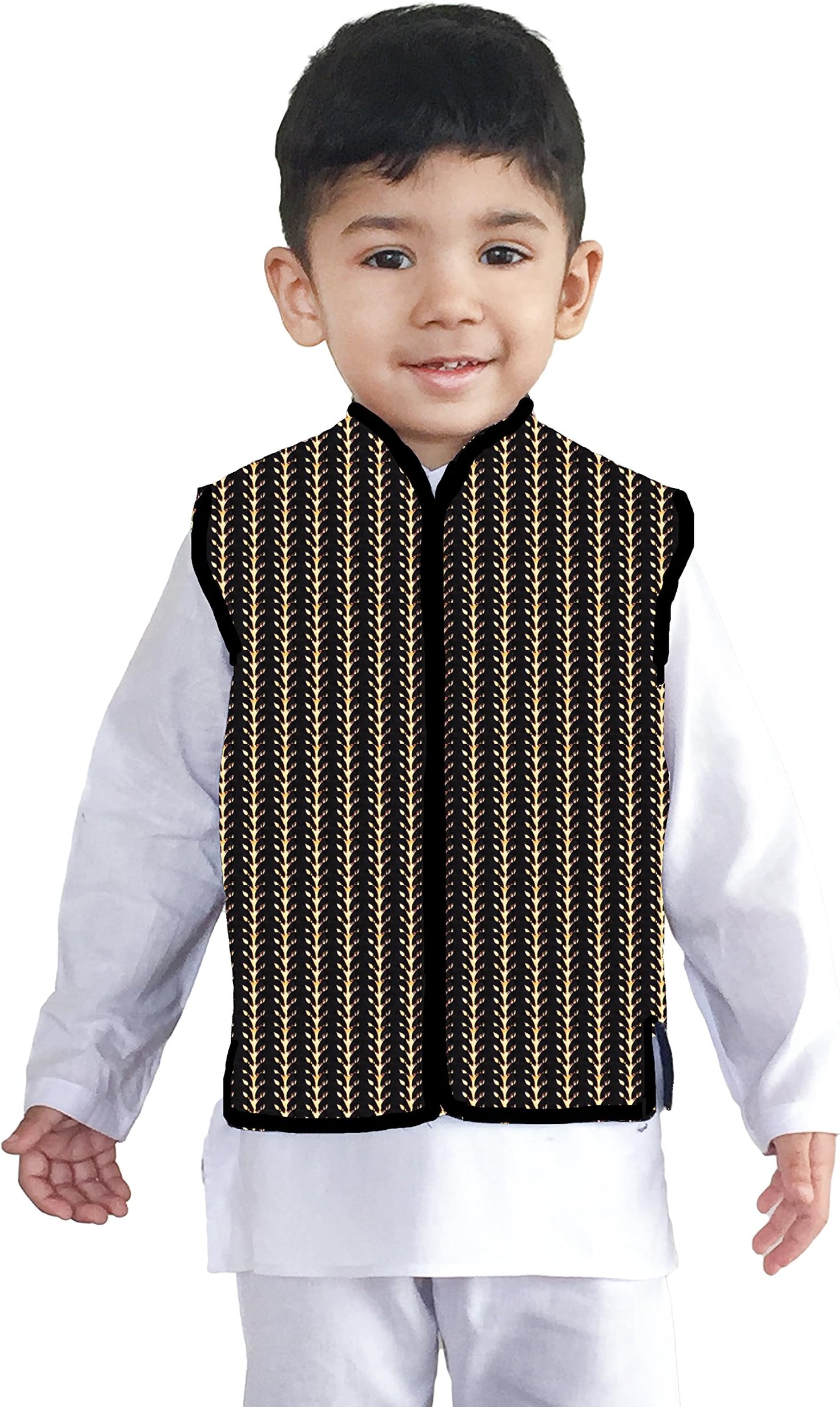 Flawnt White Kurta Pajama and Printed Double Sided Outer wear Jacket