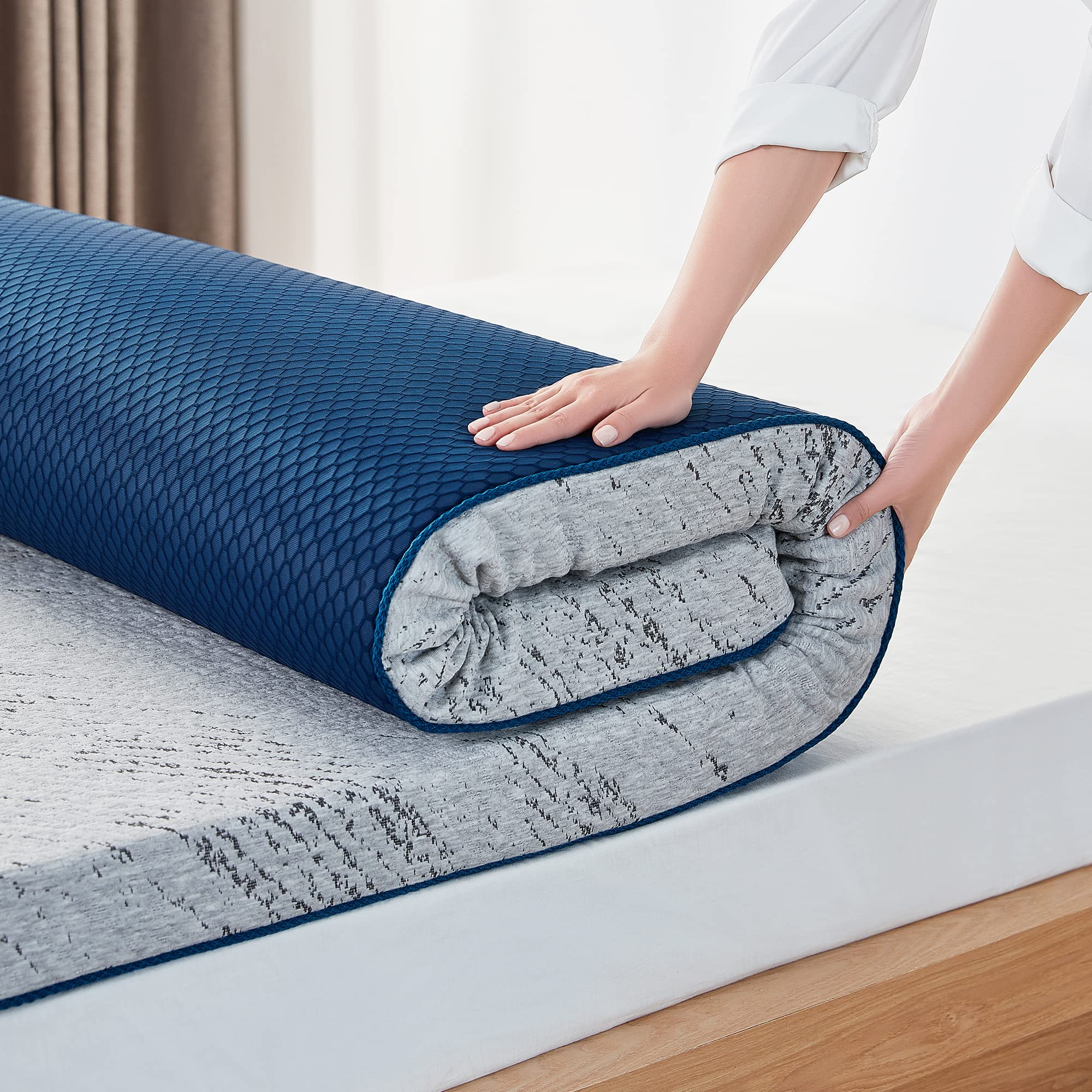 LINSY HOME Matras Topper geltopper 140x200cm, 7,5cm hoogte matrastopper van gel traagschuim H2 en H3 hardheid gel matrastopper, met wasbare overtrek