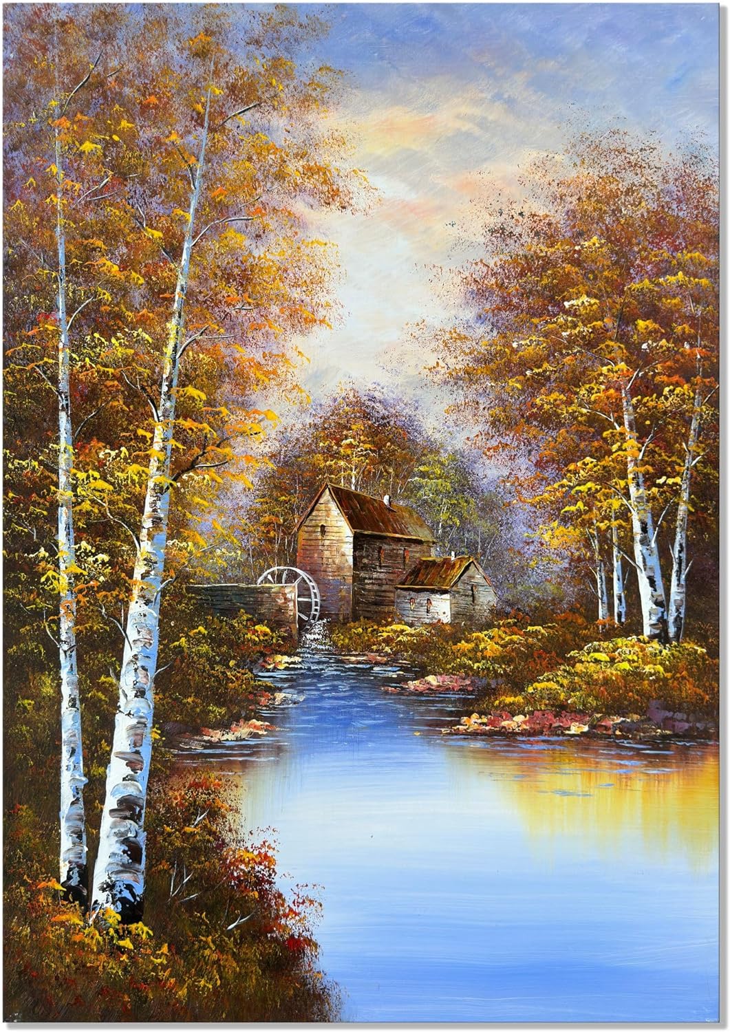 Paintings - Alenoss Country Pastoral Style Art Hand Painted 3D Oil Paintings on Canvas 28x40 inches Large Framed Canvas Wall Art for Home Decorations