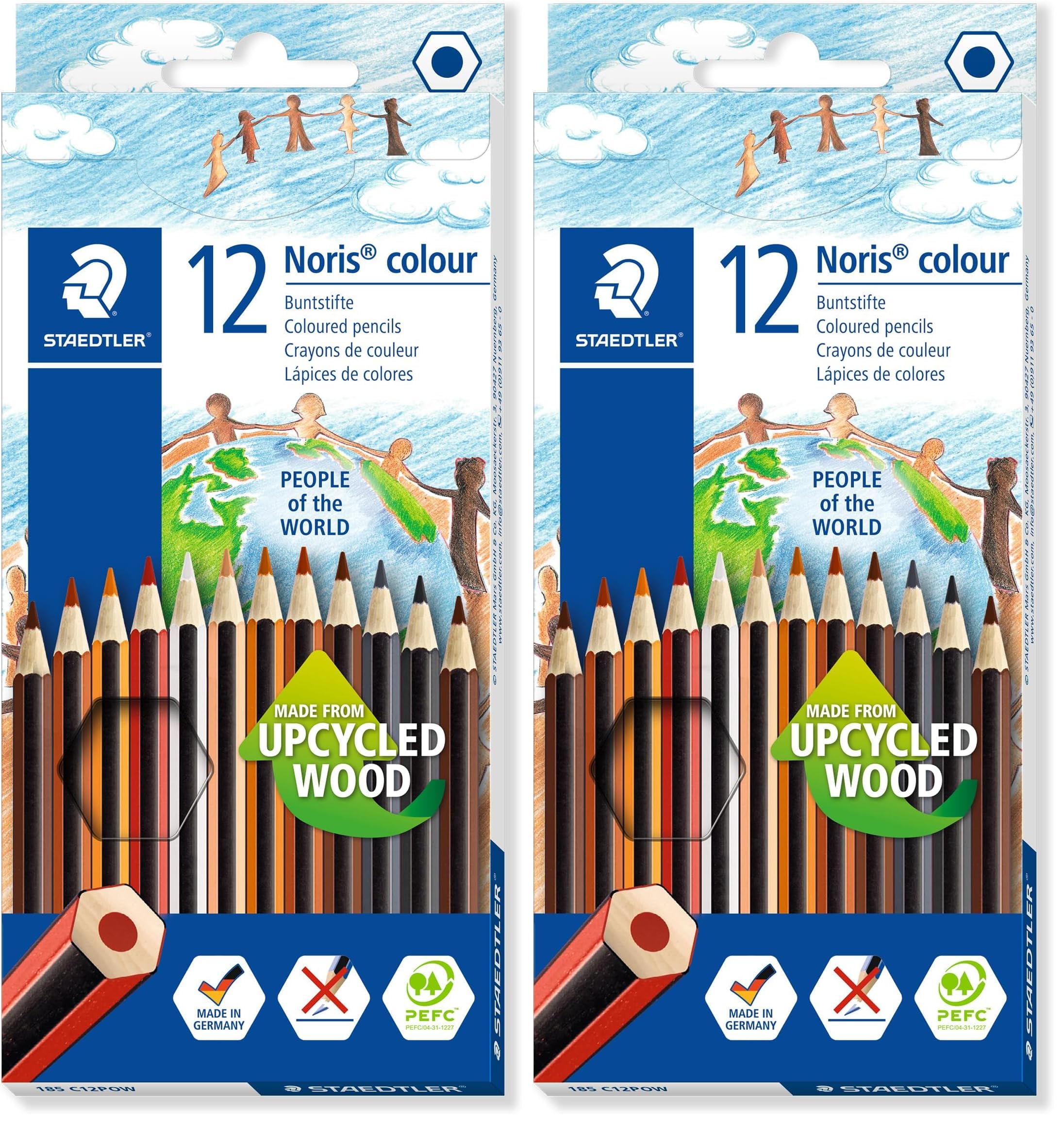 STAEDTLER 185 C12POW Noris Colour Colouring Pencils - 12 Assorted People of the World Colours (Pack of 24 Pencils)