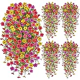 Faylifeway Artificial Hanging Flowers for Outdoors Spring Summer Decoration, 4PCS UV Resistant Silk Fake Hanging Plants for Patio Porch Front Yard Window Garden Indoor Decor(Spring Color,4PCS)