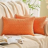 GAWAMAY Decorative Corduroy Lumbar Throw Pillow Covers 12x20 Inch Set of 2 for Living Room Couch Bed Sofa, Farmhouse Cushion Cover Soft Striped Neutral Pillow Cases Home Decor (30x50cm) Bright Orange