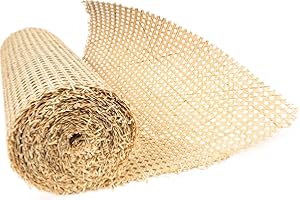 LABACRAFT 24" Width Rattan Cane Webbing Roll 12 Feet Hexagon Weave Rattan Fabric Furniture Woven Rattan Sheets for Crafts Cane Weave Rattan Material Natural Chair Caning Supplies Wicker for Chairs (12 Feet)