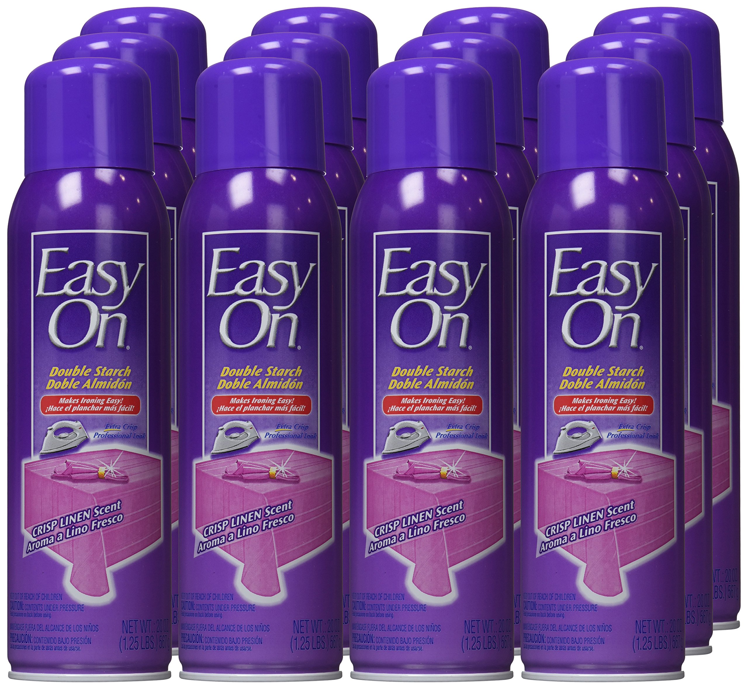 EasyOn Double Starch Fabric Care Spray, Crisp Linen 20 oz Can (Pack of