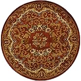 SAFAVIEH Classic Collection Area Rug - 3'6" Round, Rust & Gold, Handmade Traditional Oriental Wool, Ideal for High Traffic Ar
