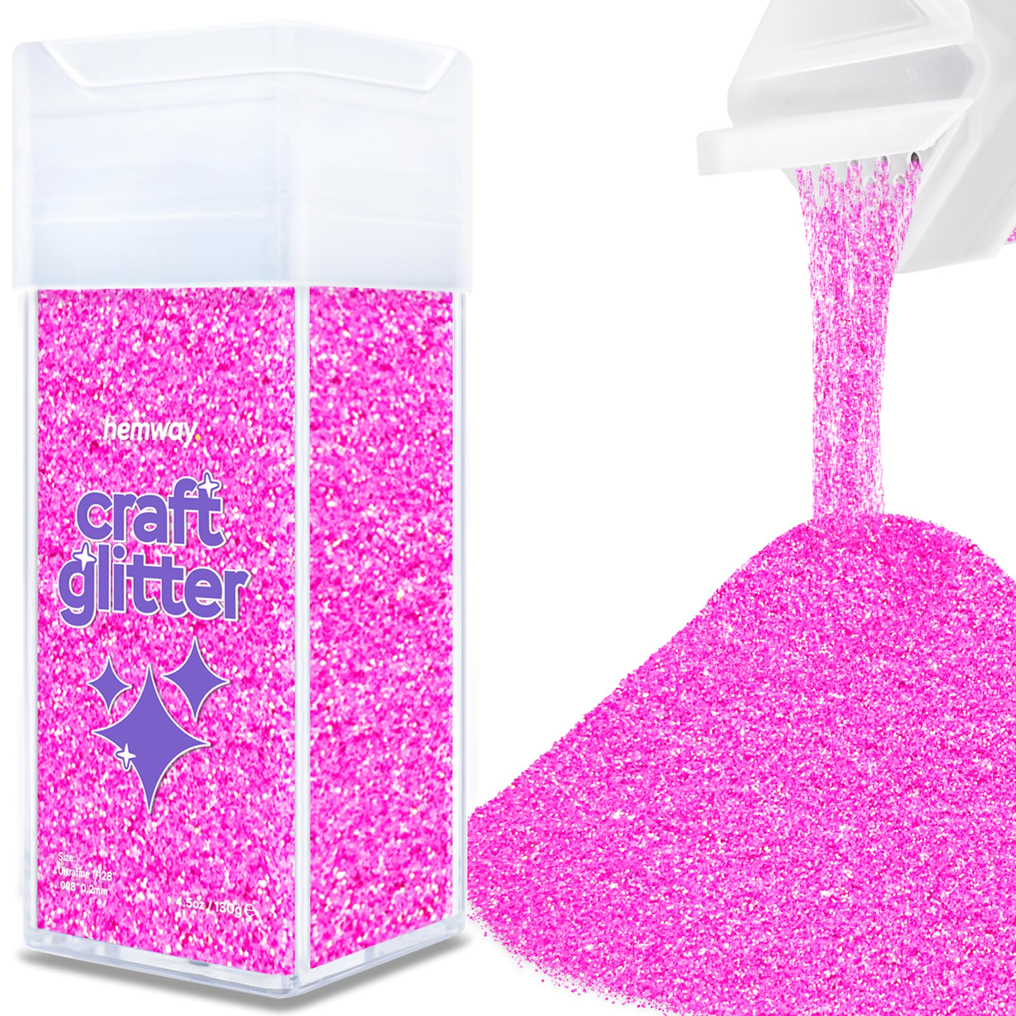 Hemway Glitter Shaker Baby Pink Iridescent 110g Ultrafine, Craft Glitter Shaker for Resin & Epoxy Crafts, Christmas Art Supplies, Nail, Body, Face, Eye, Festival, Crafting, Slime, Sparkle