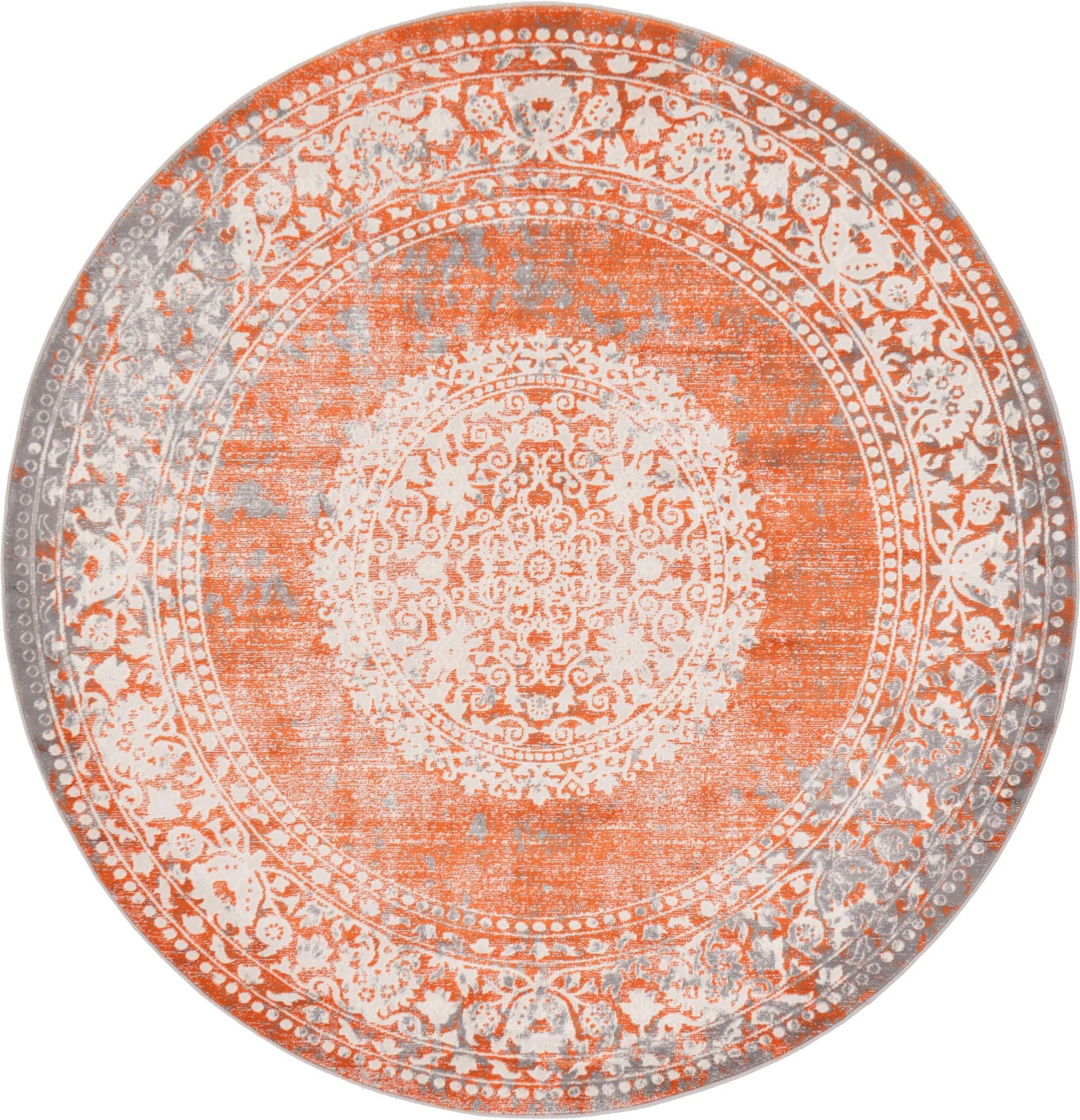 Unique LoomNew Classical Collection Area Rug - Olwen (6' 1" Round, Terracotta/ Gray)