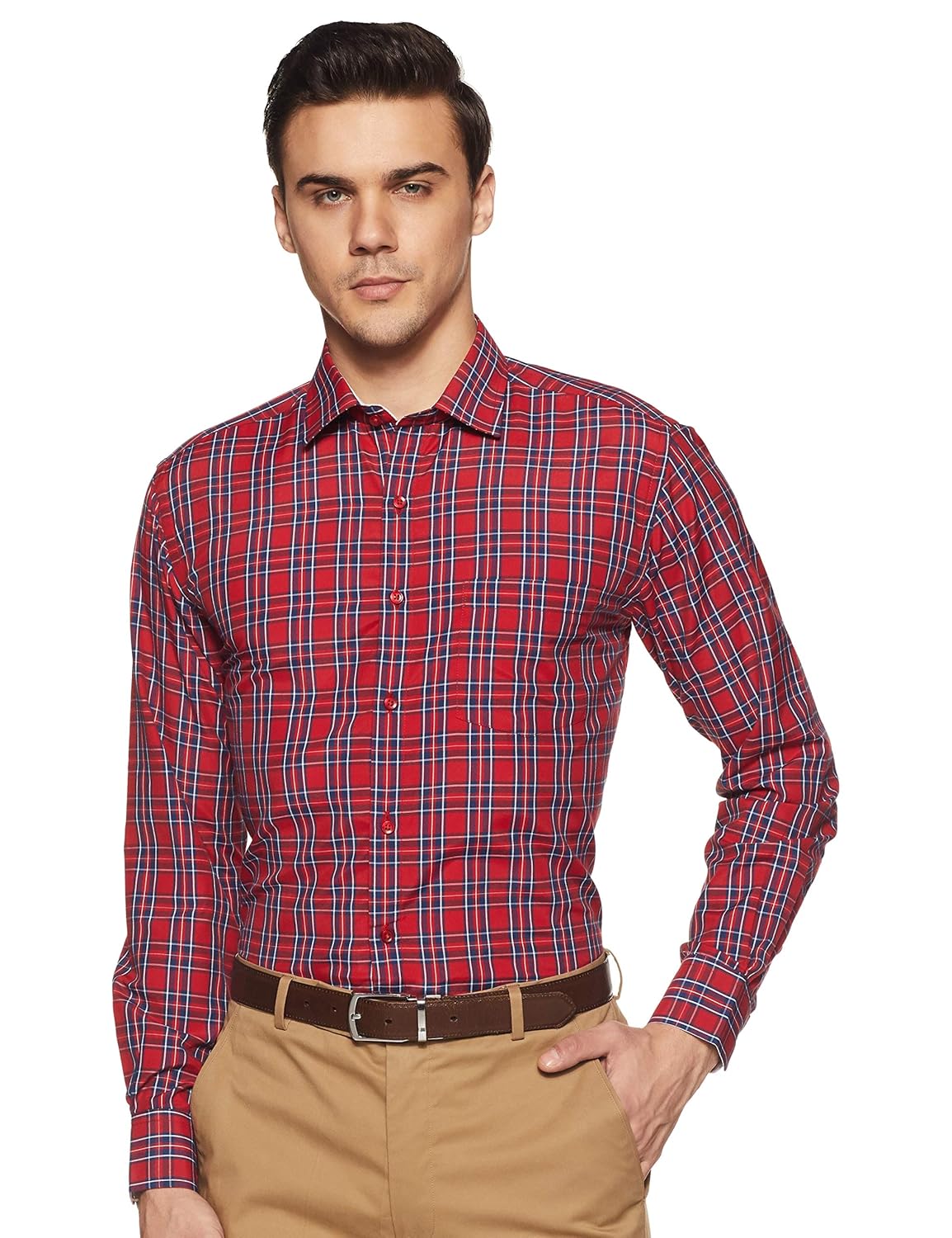 Diverse Men's Checkered Regular Fit Cotton Formal Shirt