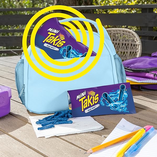 TAKIS BLUE HEAT MINI 25-PACK 1.23 OZ BITE SIZE EXTREME SPICY HOT CHILI PEPPER ROLLED CORN TORTILLA CHIPS