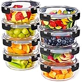 Sorbus 16pc Glass Meal Prep Containers Set – 8 Round 32oz Containers with Airtight Lids – Freezer, Dishwasher, Oven Safe – Reusable Food Storage Bowls, 4 Cup Capacity for Meal Prep and Storage