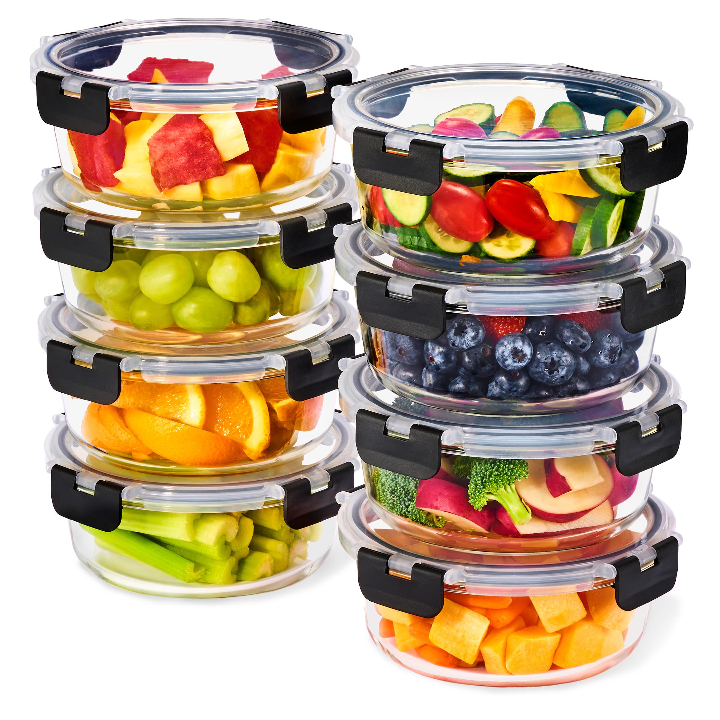 Photo 1 of ***SOME BOWLS ARE CRACKED***Sorbus 16pc Glass Meal Prep Containers Set – 8 Round 32oz Containers with Airtight Lids – Freezer, Dishwasher, Oven Safe – Reusable Food Storage Bowls, 4 Cup Capacity for Meal Prep and Storage