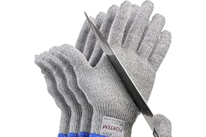 FORTEM Cut Resistant Gloves, 4 Kevlar Gloves, Level 5 Protection Cutting Gloves For Oyster Shucking, Kitchen Work Gloves for 