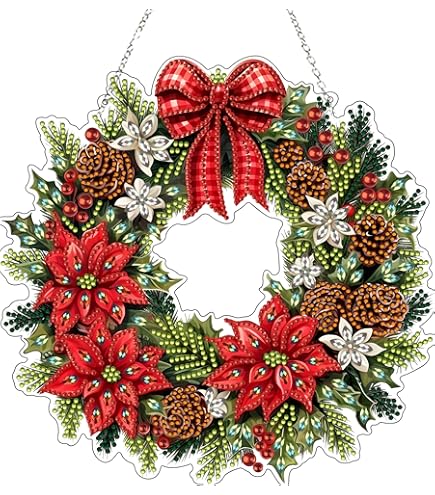 Christmas Snowman Diamond Art Painting Kit - Double Sided 5D Rhinestone Window Hanging Craft