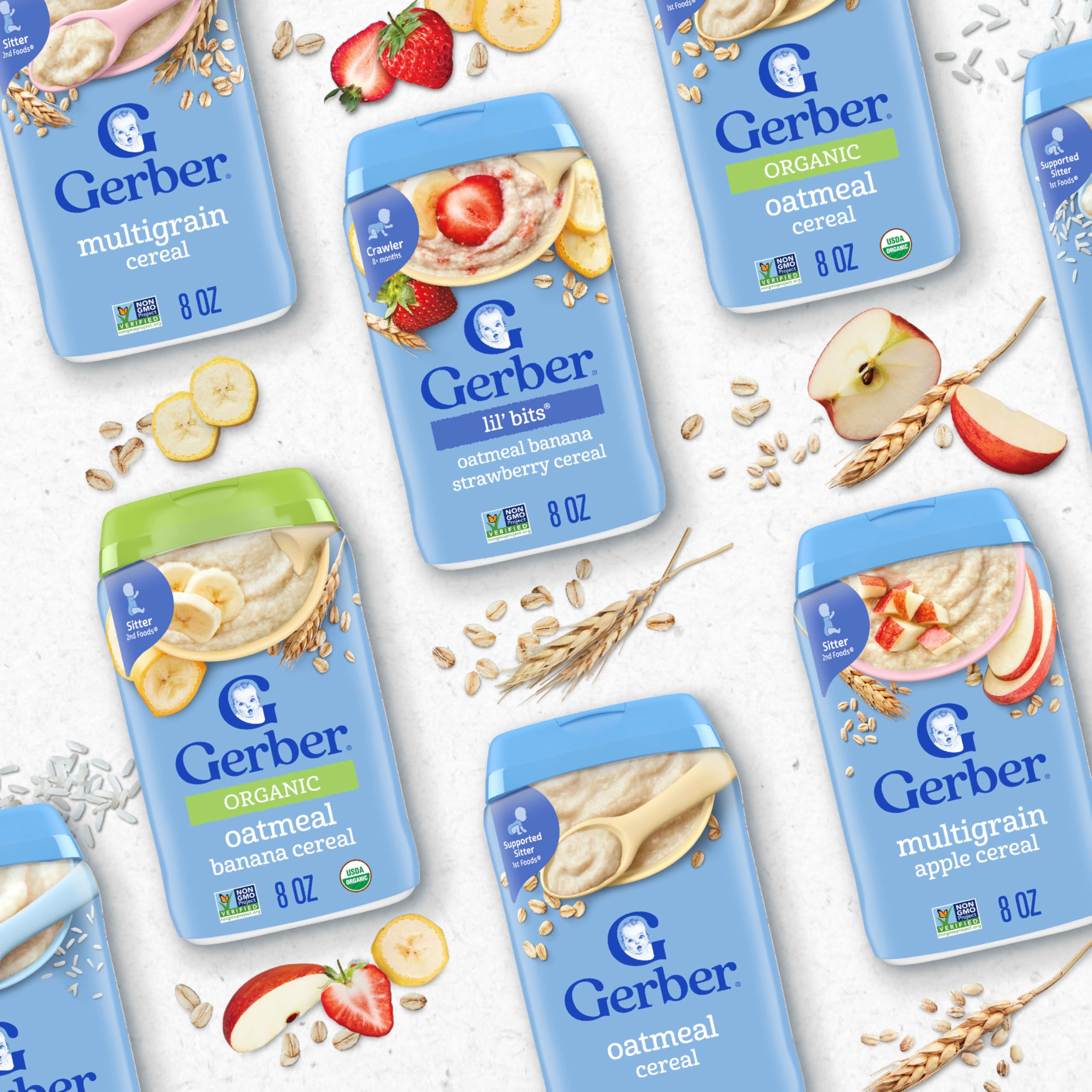 Gerber Stage 1 Baby Food, Baby Oatmeal Cereal, 8g Whole Grains, Iron, Zinc & Vitamin B12, Infant Cereal