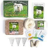 Needle Felting Kit, Basic Tools with 15 Groz-Beckert Needles, Pad &amp; Case | 15 Groz-Beckert needles in 3 gauges, wool pad, leather finger guards and storage case. The tool set without the wool.