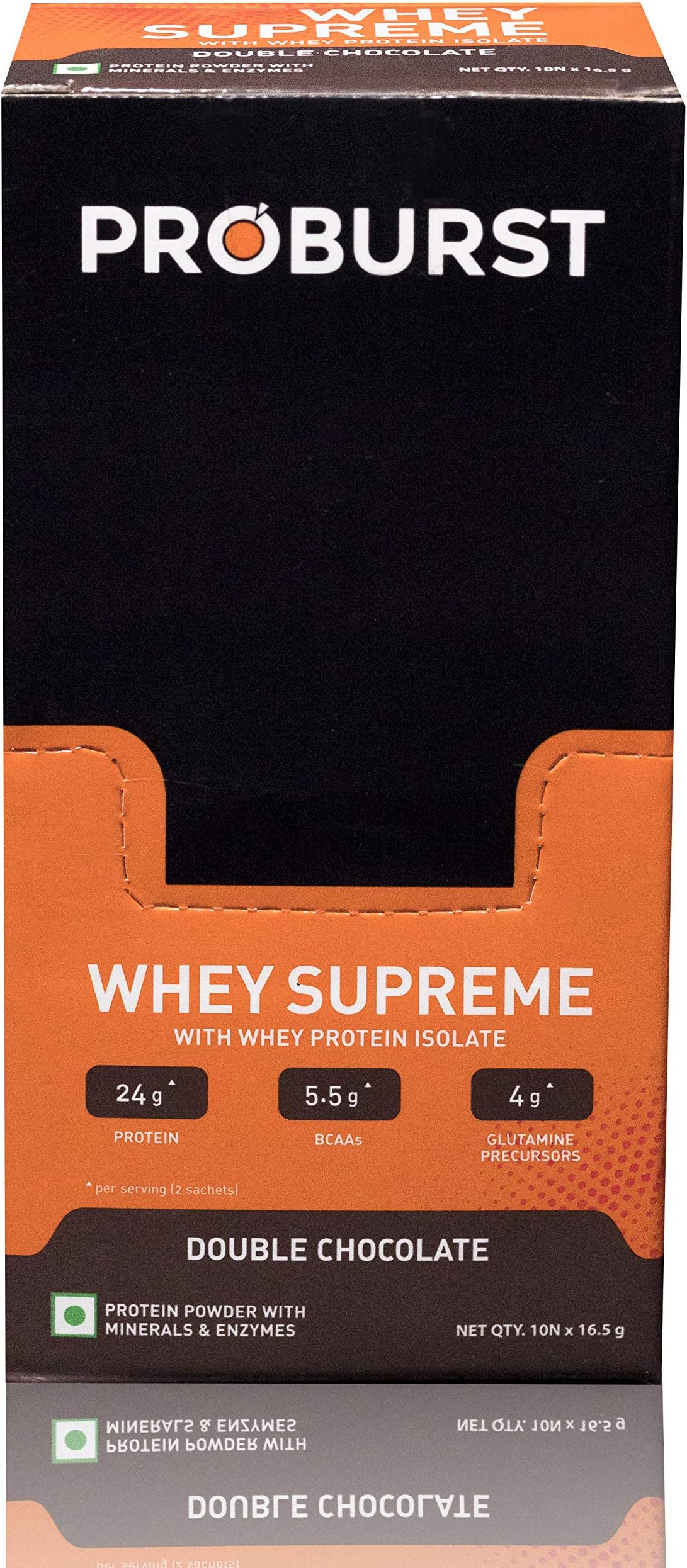 Proburst Whey Supreme Traveller's Pack - 16.5 g (Pack of 10, Double Chocolate)
