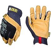 Mechanix Wear Material4X FastFit Gloves - Leather Abrasion-Resistant Gloves for Hand Safety - Breathable - Secure Fit - Anti-Slip - Cut-Resistant - Machine Washable - Brown/Black - Large