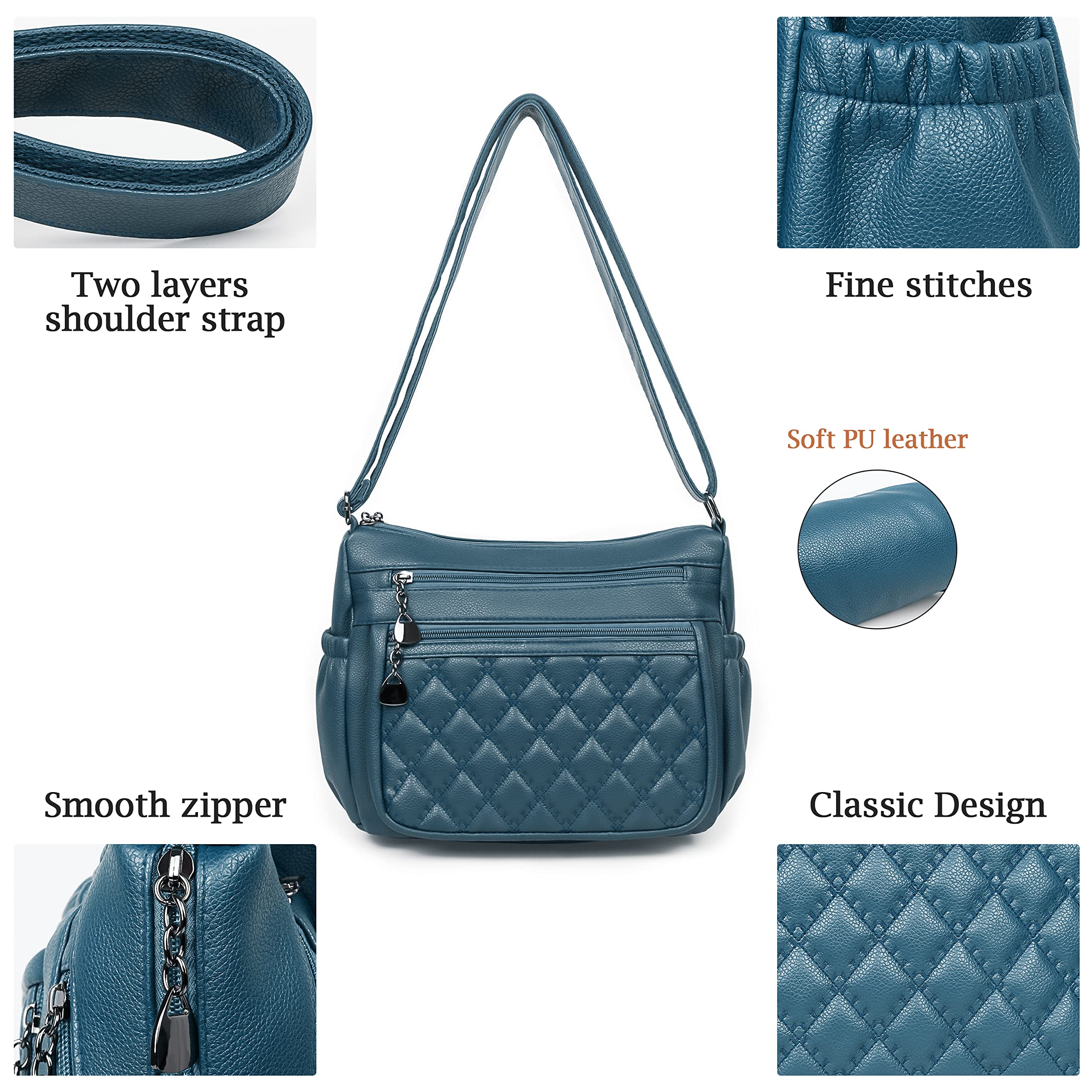 Crossbody Purse for Women Ladies Soft PU Leather Shoulder Bag Medium Roomy Handbag Fashion Tote Top Handle Satchel