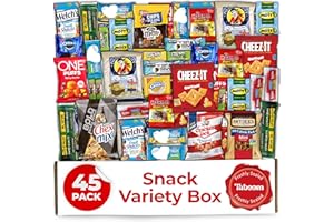 TABOOM Snack Box (45 Pieces) Gift Care Package Basket for Adults Kids Office College - Perfect for Birthdays Holidays - Packed in a Beautiful Gift Box