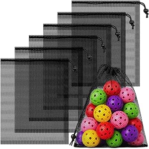 Ulmaro 6-Pack Nylon Mesh Bags Drawstring – 11.8'' x 9.8'' Secure Cinch-Top Multipurpose Storage Net Bag for Gym, Golf, Travel