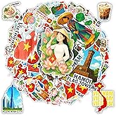 BETANAS 100 PCS Vietnam Stickers Pack, Vietnamese Travel Landmarks Food and Culture Vinyl Waterproof Decals, Ha NOI Ha Long Da Nang Hue Ho Chi Minh Sticker for Laptop Water Bottle Scrapbook Car Wall