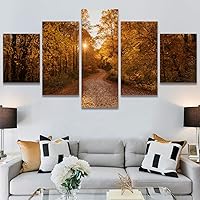 SIGNWIN 5 Panel Canvas Wall Art Setting in The Tree for Home Decorations Ready to Hang - 60