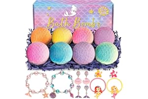 DUCHONG 8 Packs Mermaid Bath Bombs for Kids Girls, Bubble Bath Bomb Kit with Surprise Toys Inside, Bath Toys for Kids Aged 4-8, Ideal Birthday Christmas Gifts Stocking Stuffers for Girls 3 4 5 6