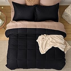Bedsure Black Queen Comforter Set - Black Basket