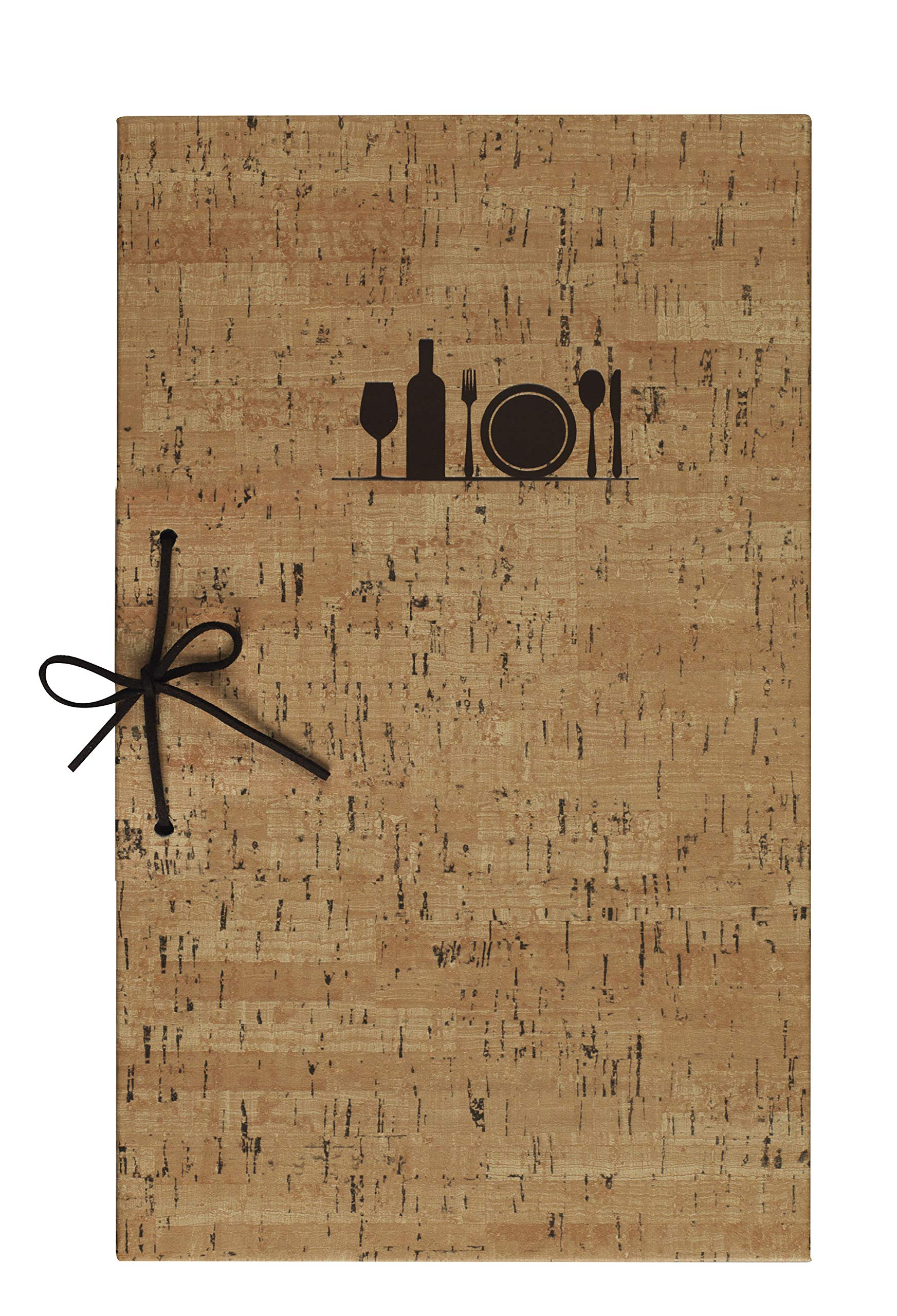 Lacor Helen Collection 28342 Menu Holder Made of Imitation Leather Bound with Leather Cord, Heat Sealed in Brown, 16 x 28 Inches