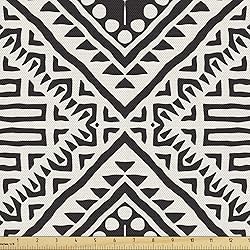 Lunarable Black and White Fabric by The