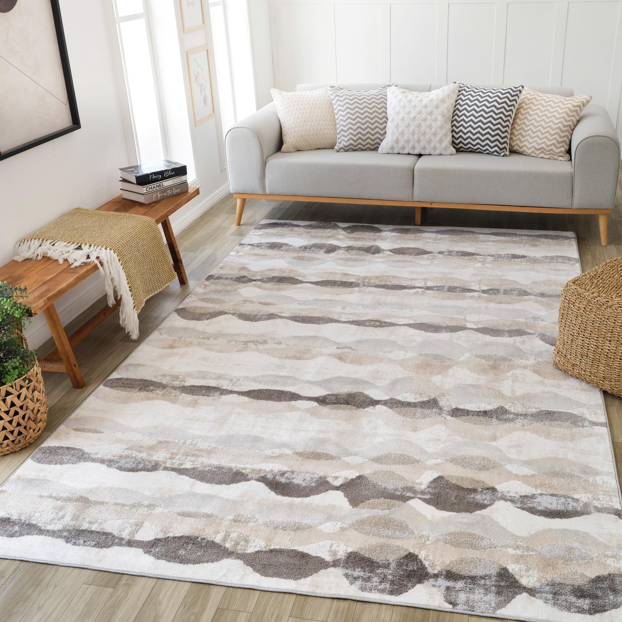 Photo 1 of RUG BRANCH Cadence 6'x10' (Exact Size: 6'3" x 9'6") Abstract Indoor Area Rug, Brown Beige, Modern - Living Room, Bedroom, Dining Room, and Kitchen