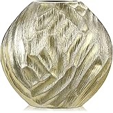 GnFlus Gold Flower Vase for Home Decor, 11 Inch Large Ceramic Vase with Irregular Grooves for Table Centerpiece Farmhouse Flo