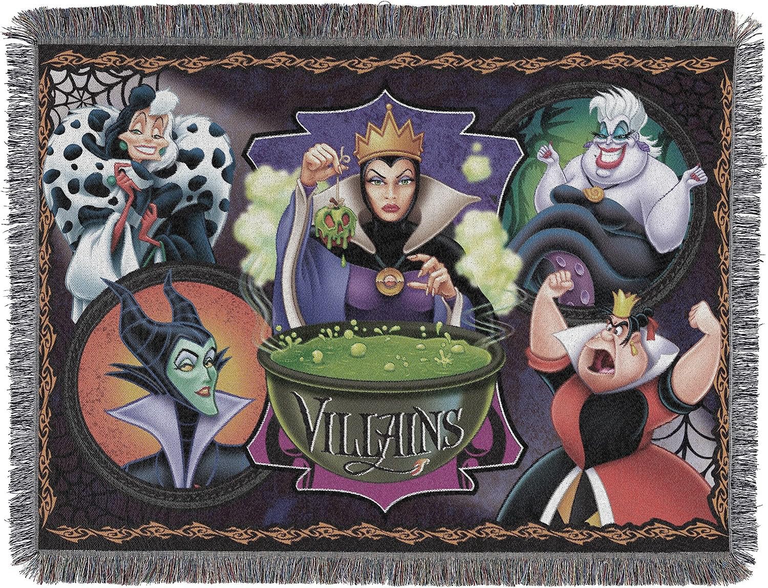 Disney-Pixar Villains, Vile Villains Woven Tapestry Throw Blanket, 48" x 60", Multi Color, 1 Count