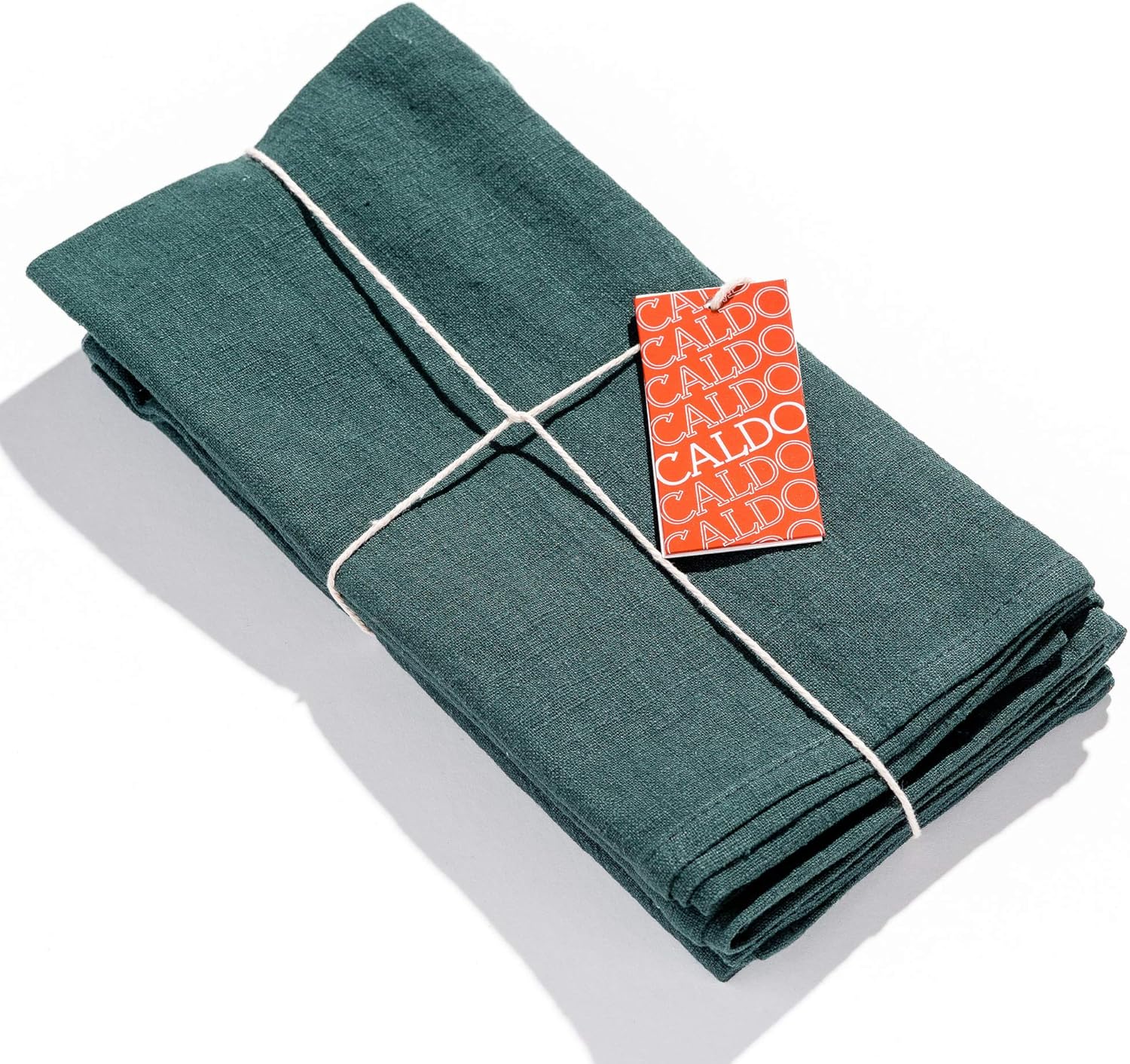 Caldo Linen Dinner Napkins - Rustic- Soft and Durable Cloth- Washable and Reusable - 4 Pack - 20x20 inch (Coral): Home & Kitchen