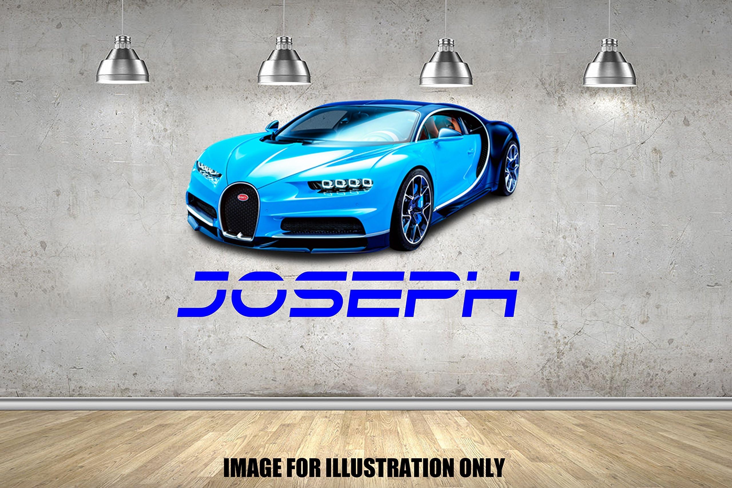 Bugatti Chiron Custom Personalised Named Childrens Wall Stickers Boys Girls Wall Art Transfer Decal
